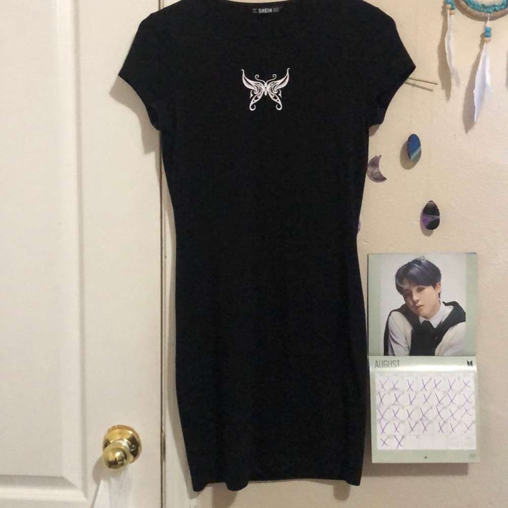 Black Body Con Butterfly Dress